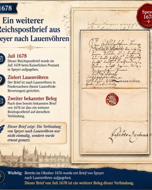 Ein weiterer Reichspostbrief aus Speyer

Nach dem bereits bekannten Brief von 1676 zeigt auch dieser Beleg aus Juli 1678, dass die Verbindung von Spe…