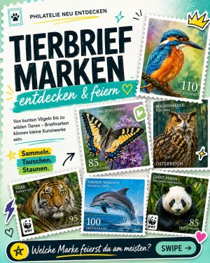 Tierbriefmarken = perfekter Einstieg 🐾✨

Bunt, spannend und voller Motive, die sofort auffallen:
Tierbriefmarken zeigen, wie modern und kreativ Phi…